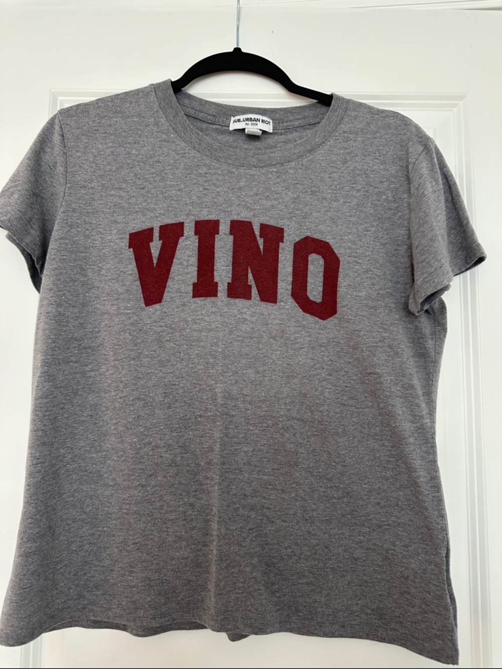 Sub_Urban Riot Gray Tee with Wine-Red VINO Applique